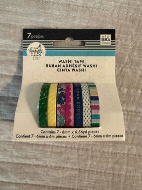 The Happy Planner Floral & Stripe Washi Tape Set - Green, Yellow, Pink, Blue